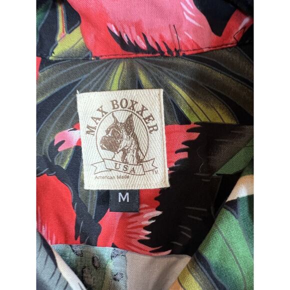 Max Boxxer‎ Men’s Medium Hawaiian Shirt Flamingo Print Short Sleeve Vacation Top - Picture 4 of 4